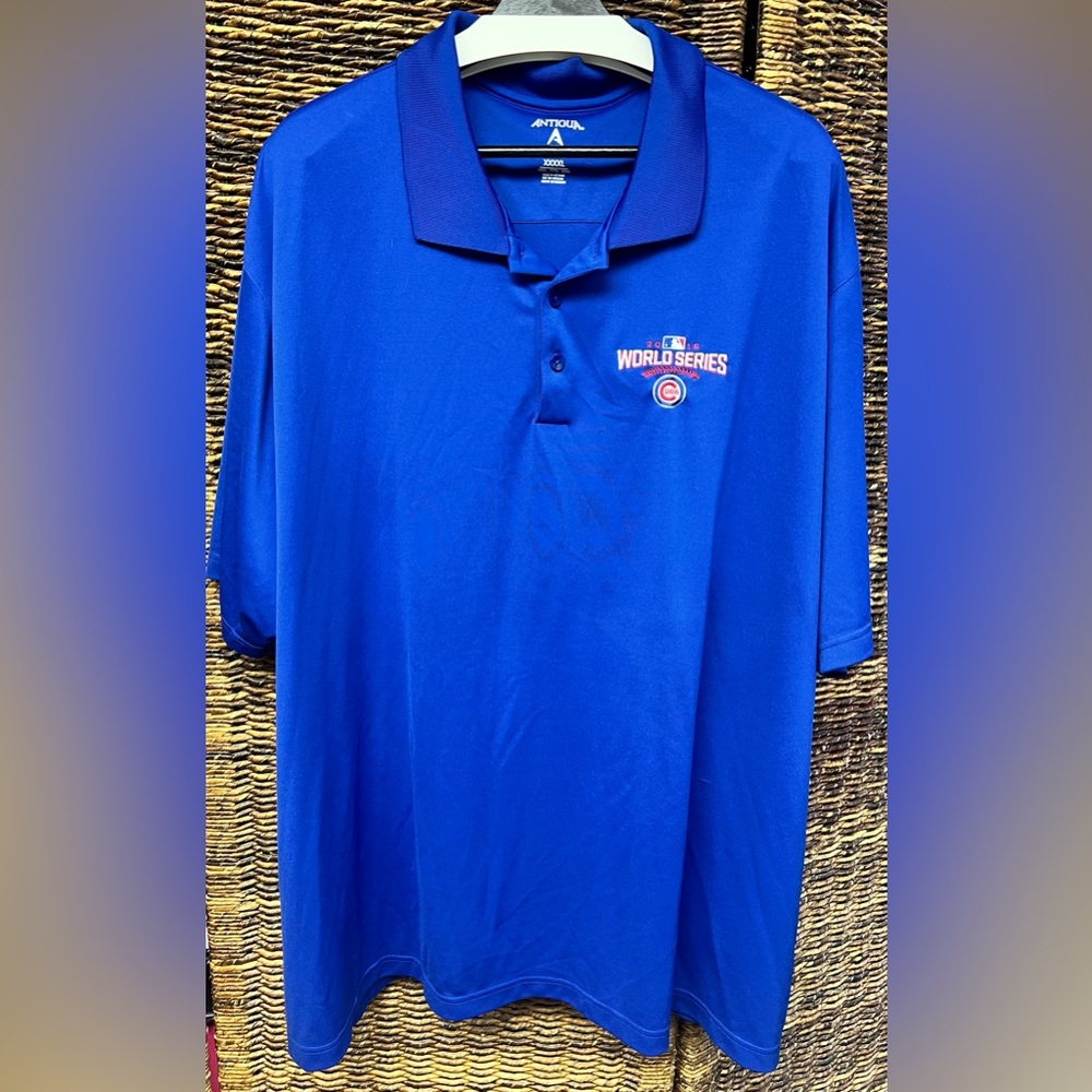 Antigua Royal Blue Men's Polo Shirt- Chicago Cubs- World‎ Series Embroidery